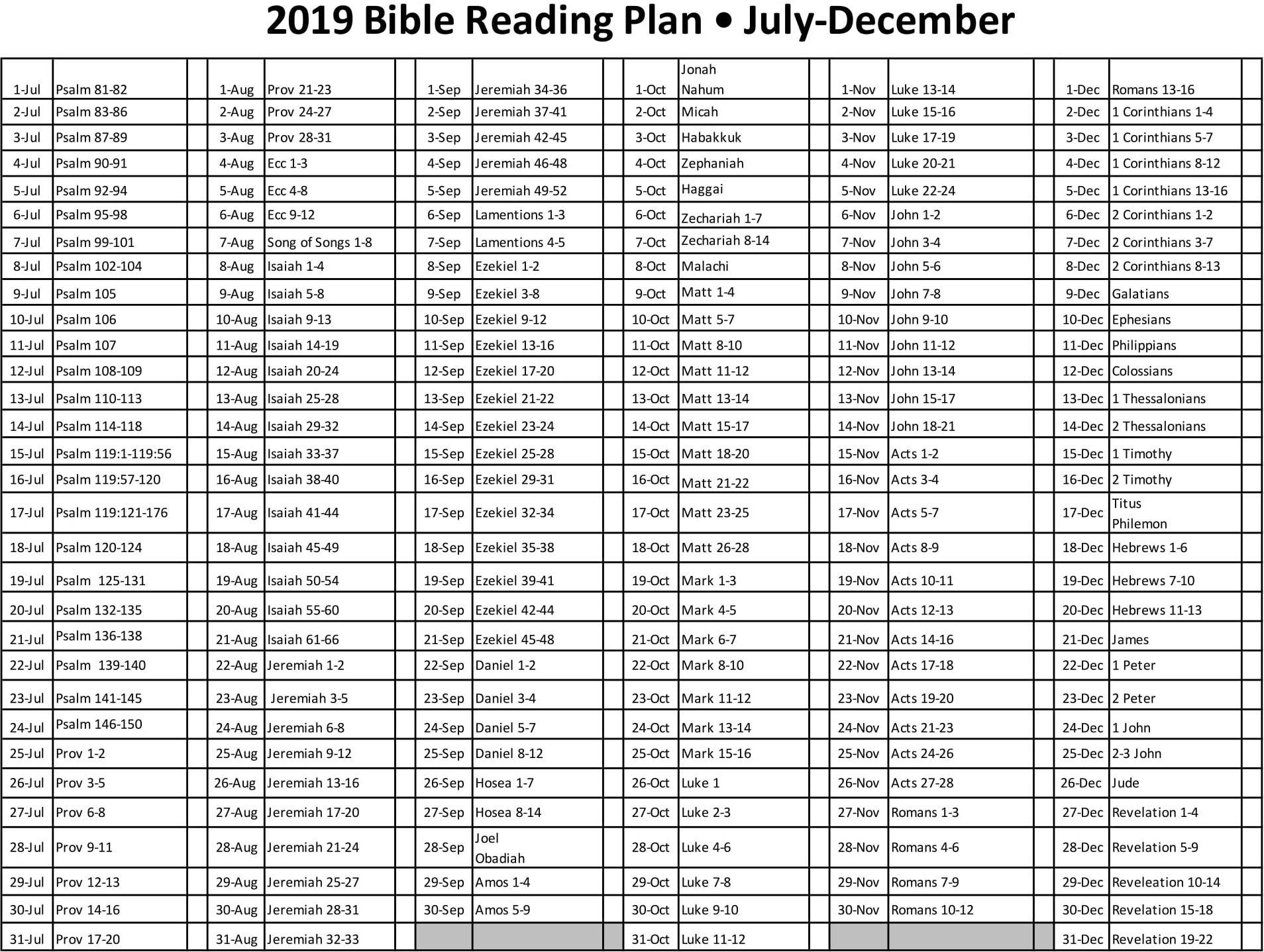 One Year Bible Reading Plans 2023